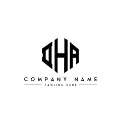 DHA letter logo design with polygon shape. DHA polygon logo monogram. DHA cube logo design. DHA hexagon vector logo template white and black colors. DHA monogram, DHA business and real estate logo. 