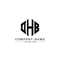 DHB letter logo design with polygon shape. DHB polygon logo monogram. DHB cube logo design. DHB hexagon vector logo template white and black colors. DHB monogram, DHB business and real estate logo. 