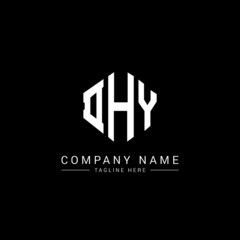 DHY letter logo design with polygon shape. DHY polygon logo monogram. DHY cube logo design. DHY hexagon vector logo template white and black colors. DHY monogram, DHY business and real estate logo. 