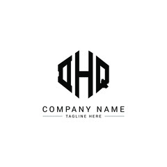 DHQ letter logo design with polygon shape. DHQ polygon logo monogram. DHQ cube logo design. DHQ hexagon vector logo template white and black colors. DHQ monogram, DHQ business and real estate logo. 