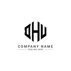 DHU letter logo design with polygon shape. DHU polygon logo monogram. DHU cube logo design. DHU hexagon vector logo template white and black colors. DHU monogram, DHU business and real estate logo. 