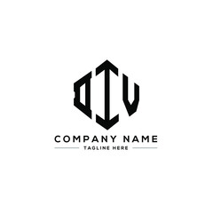 DIV letter logo design with polygon shape. DIV polygon logo monogram. DIV cube logo design. DIV hexagon vector logo template white and black colors. DIV monogram, DIV business and real estate logo. 