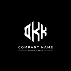 DKK letter logo design with polygon shape. DKK polygon logo monogram. DKK cube logo design. DKK hexagon vector logo template white and black colors. DKK monogram, DKK business and real estate logo. 