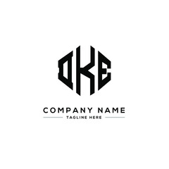 DKE letter logo design with polygon shape. DKE polygon logo monogram. DKE cube logo design. DKE hexagon vector logo template white and black colors. DKE monogram, DKE business and real estate logo. 