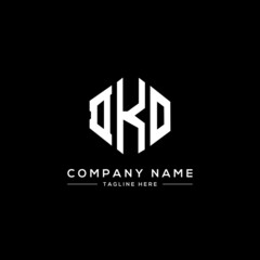 DKO letter logo design with polygon shape. DKO polygon logo monogram. DKO cube logo design. DKO hexagon vector logo template white and black colors. DKO monogram, DKO business and real estate logo.