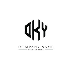 DKY letter logo design with polygon shape. DKY polygon logo monogram. DKY cube logo design. DKY hexagon vector logo template white and black colors. DKY monogram, DKY business and real estate logo. 