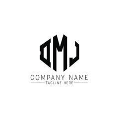 DMJ letter logo design with polygon shape. DMJ polygon logo monogram. DMJ cube logo design. DMJ hexagon vector logo template white and black colors. DMJ monogram, DMJ business and real estate logo. 