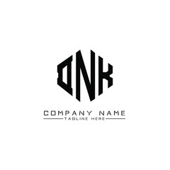 DNK letter logo design with polygon shape. DNK polygon logo monogram. DNK cube logo design. DNK hexagon vector logo template white and black colors. DNK monogram, DNK business and real estate logo. 