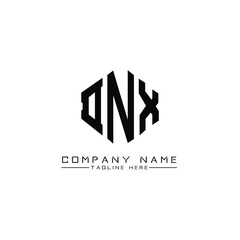 DNX letter logo design with polygon shape. DNX polygon logo monogram. DNX cube logo design. DNX hexagon vector logo template white and black colors. DNX monogram, DNX business and real estate logo. 