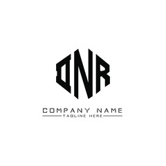 DNR letter logo design with polygon shape. DNR polygon logo monogram. DNR cube logo design. DNR hexagon vector logo template white and black colors. DNR monogram, DNR business and real estate logo. 