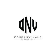 DNV letter logo design with polygon shape. DNV polygon logo monogram. DNV cube logo design. DNV hexagon vector logo template white and black colors. DNV monogram, DNV business and real estate logo. 