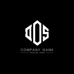 DOS letter logo design with polygon shape. DOS polygon logo monogram. DOS cube logo design. DOS hexagon vector logo template white and black colors. DOS monogram, DOS business and real estate logo. 