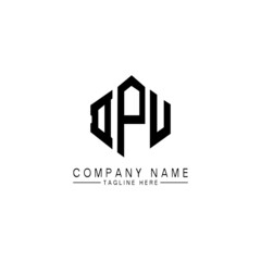 DPU letter logo design with polygon shape. DPU polygon logo monogram. DPU cube logo design. DPU hexagon vector logo template white and black colors. DPU monogram, DPU business and real estate logo. 