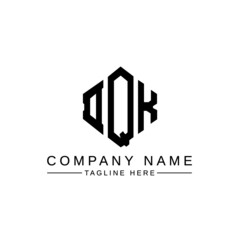 DQK letter logo design with polygon shape. DQK polygon logo monogram. DQK cube logo design. DQK hexagon vector logo template white and black colors. DQK monogram, DQK business and real estate logo. 
