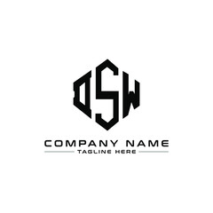 DSW letter logo design with polygon shape. DSW polygon logo monogram. DSW cube logo design. DSW hexagon vector logo template white and black colors. DSW monogram, DSW business and real estate logo. 