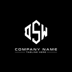 DSW letter logo design with polygon shape. DSW polygon logo monogram. DSW cube logo design. DSW hexagon vector logo template white and black colors. DSW monogram, DSW business and real estate logo. 