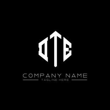 DTE letter logo design with polygon shape. DTE polygon logo monogram. DTE cube logo design. DTE hexagon vector logo template white and black colors. DTE monogram, DTE business and real estate logo. 
