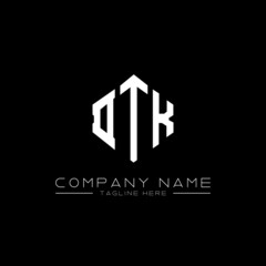 DTK letter logo design with polygon shape. DTK polygon logo monogram. DTK cube logo design. DTK hexagon vector logo template white and black colors. DTK monogram, DTK business and real estate logo. 