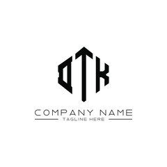 DTK letter logo design with polygon shape. DTK polygon logo monogram. DTK cube logo design. DTK hexagon vector logo template white and black colors. DTK monogram, DTK business and real estate logo. 