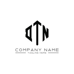 DTN letter logo design with polygon shape. DTN polygon logo monogram. DTN cube logo design. DTN hexagon vector logo template white and black colors. DTN monogram, DTN business and real estate logo. 