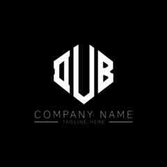 DUB letter logo design with polygon shape. DUB polygon logo monogram. DUB cube logo design. DUB hexagon vector logo template white and black colors. DUB monogram, DUB business and real estate logo. 