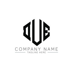 DUE letter logo design with polygon shape. DUE polygon logo monogram. DUE cube logo design. DUE hexagon vector logo template white and black colors. DUE monogram, DUE business and real estate logo. 