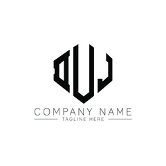 DUJ letter logo design with polygon shape. DUJ polygon logo monogram. DUJ cube logo design. DUJ hexagon vector logo template white and black colors. DUJ monogram, DUJ business and real estate logo. 