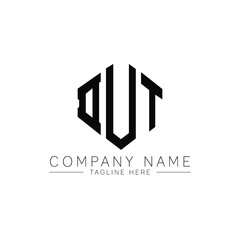 DUT letter logo design with polygon shape. DUT polygon logo monogram. DUT cube logo design. DUT hexagon vector logo template white and black colors. DUT monogram, DUT business and real estate logo. 