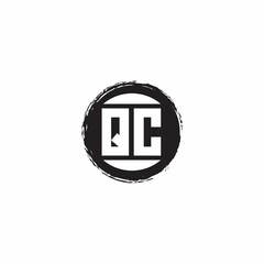 QC Logo Initial Letter Monogram with abstrac circle shape design template