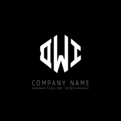 DWI letter logo design with polygon shape. DWI polygon logo monogram. DWI cube logo design. DWI hexagon vector logo template white and black colors. DWI monogram, DWI business and real estate logo. 
