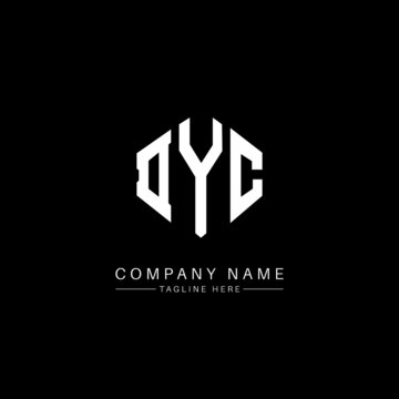 DYC letter logo design with polygon shape. DYC polygon logo monogram. DYC cube logo design. DYC hexagon vector logo template white and black colors. DYC monogram, DYC business and real estate logo. 