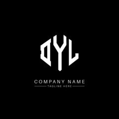 Fototapeta premium DYL letter logo design with polygon shape. DYL polygon logo monogram. DYL cube logo design. DYL hexagon vector logo template white and black colors. DYL monogram, DYL business and real estate logo. 