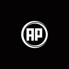 AP logo initial letter monogram with circle slice rounded design template