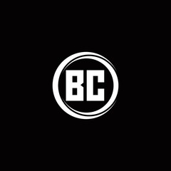 BC logo initial letter monogram with circle slice rounded design template