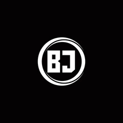 Obraz premium BJ logo initial letter monogram with circle slice rounded design template