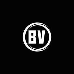 BV logo initial letter monogram with circle slice rounded design template