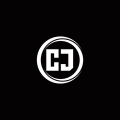 CJ logo initial letter monogram with circle slice rounded design template