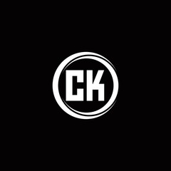 CK logo initial letter monogram with circle slice rounded design template