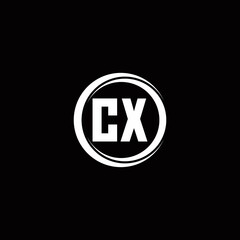 CX logo initial letter monogram with circle slice rounded design template