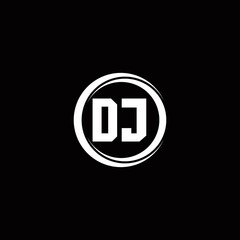 DJ logo initial letter monogram with circle slice rounded design template