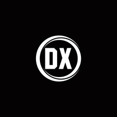 DX logo initial letter monogram with circle slice rounded design template