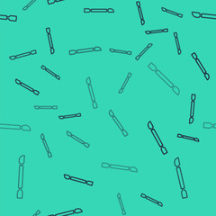 Black line Cuticle pusher icon isolated seamless pattern on green background. Tool for manicure. Vector