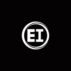 Obraz premium EI logo initial letter monogram with circle slice rounded design template