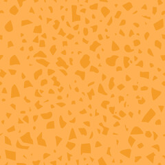 Terrazzo flooring seamless pattern. Stone fragments. Abstract textured background with broken small tile chips. Orange marble wallpaper. Vector illustration.