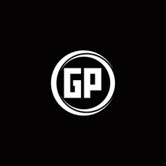 GP logo initial letter monogram with circle slice rounded design template