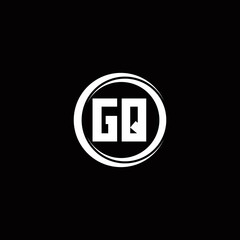 GQ logo initial letter monogram with circle slice rounded design template