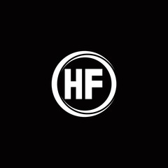 HF logo initial letter monogram with circle slice rounded design template