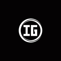 IG logo initial letter monogram with circle slice rounded design template