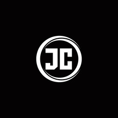 JC logo initial letter monogram with circle slice rounded design template