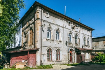Fototapeta na wymiar Busk, Ukraine - June, 2021: The Great Synagogue in Busk is an Ashkenazi synagogue built in the second half of the 19th century. 